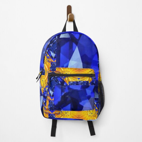 Item preview, BLUE SAPPHIRE GEM PATTERNED GOLDEN FLOWER ART designed and sold by sharlesart.
