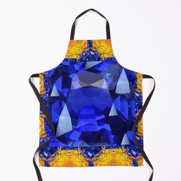 Item preview, BLUE SAPPHIRE GEM PATTERNED GOLDEN FLOWER ART designed and sold by sharlesart.