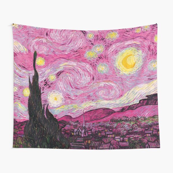 Van Gogh - Pink Starry Night Tapestry