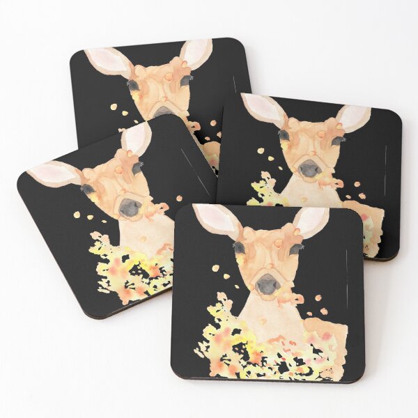 Item preview, Deer in blossom storm, black designed and sold by Sonderblume.