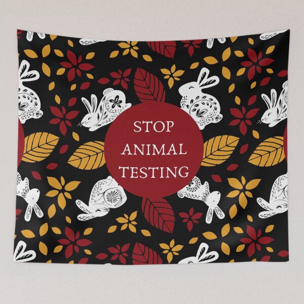 Item preview, Stop Animal Testing | Bunnies and Leaves | Traditional Russian Style Pattern designed and sold by EarlessPierre.
