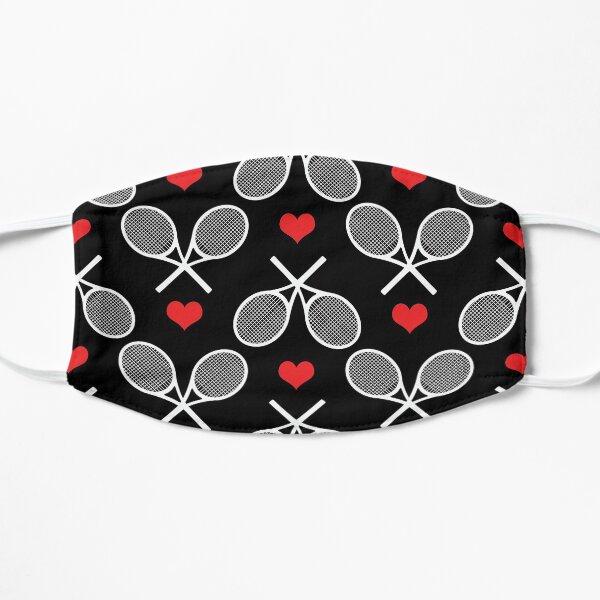 White tennis rackets on black background Flat Mask