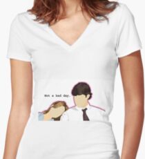 Jim and Pam - Custom L.C. Women's Fitted V-Neck T-Shirt