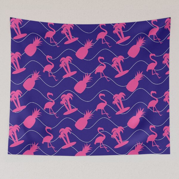 Item preview, Pink and Violet Flamingo Pattern - Summer and Tropical pattern Flamingo, Palms and Pineapple - Gift for flamingo lovers designed and sold by TamGustam.