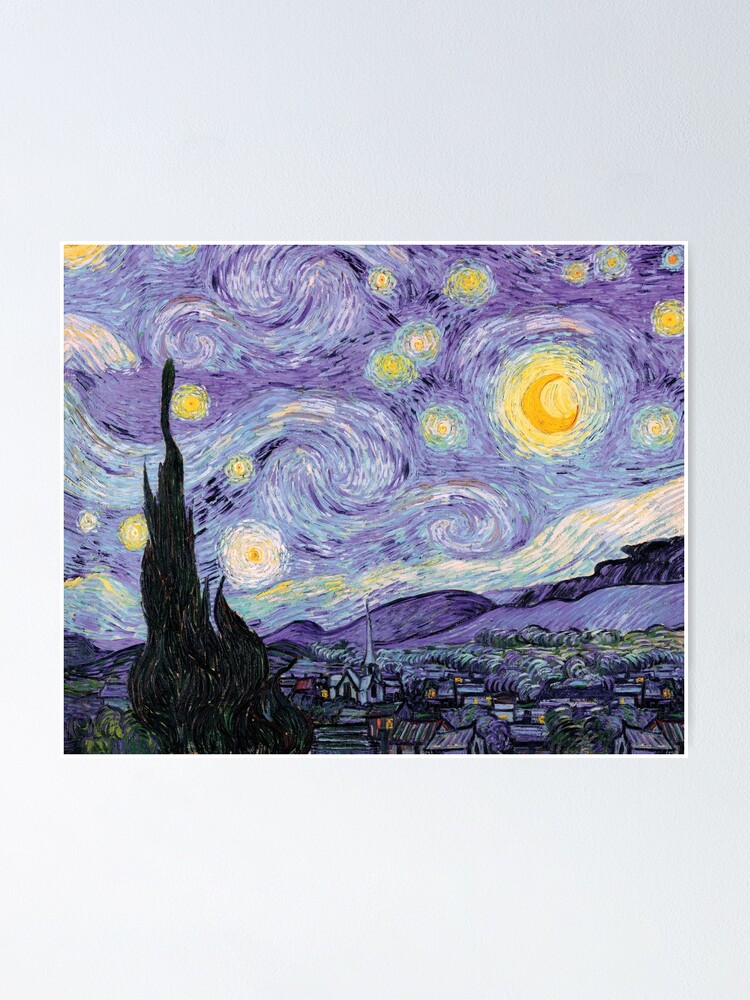 Póster «Vincent Van Gogh - Noche estrellada en morado pastel» de  AbidingCharm | Redbubble
