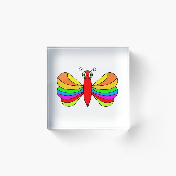 Multi-coloured Butterfly Acrylic Block