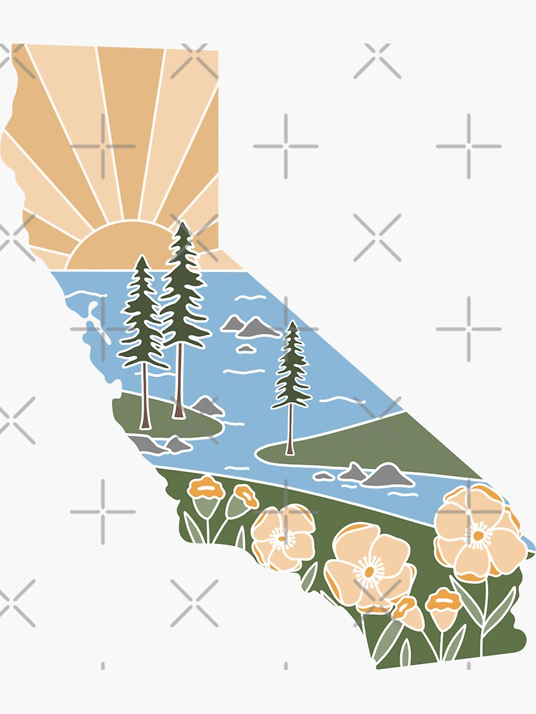 Thumbnail 3 of 3, Sticker, California Illustrated Graphic designed and sold by jamiemaher15.