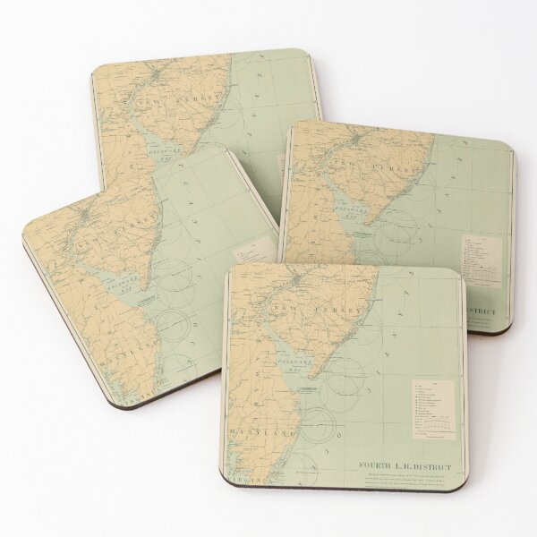 Item preview, Vintage NJ, MD & Delaware Bay Lighthouse Map (1897) designed and sold by BravuraMedia.