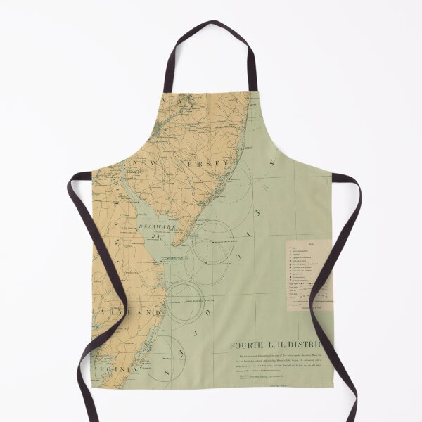 Item preview, Vintage NJ, MD & Delaware Bay Lighthouse Map (1897) designed and sold by BravuraMedia.