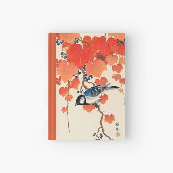 Vintage Japanese Jay and Autumn Grapevine Hardcover Journal