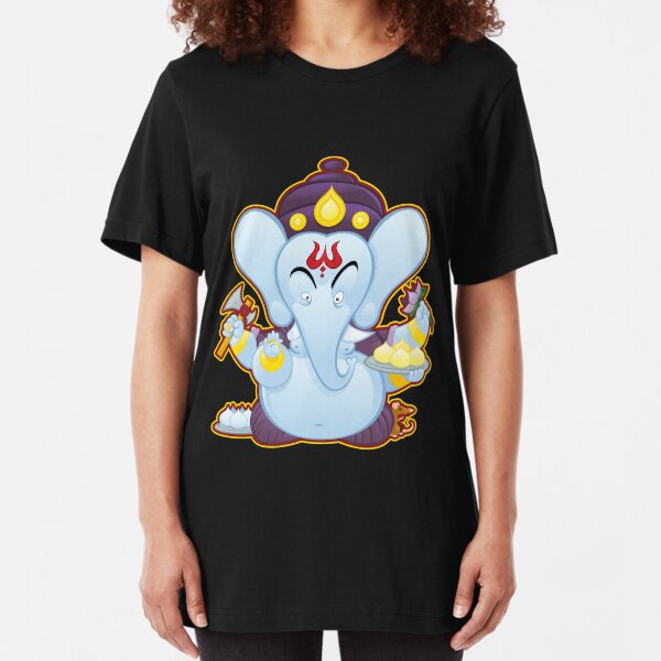 Cartoon Ganesha Slim Fit T-Shirt