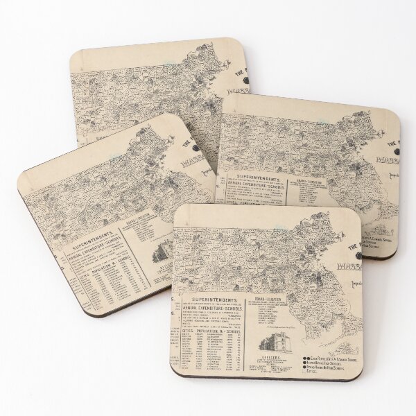 Item preview, Vintage Massachusetts Public Schools Map (1893) designed and sold by BravuraMedia.