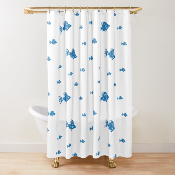 Feeling blue-Happy fish Shower Curtain