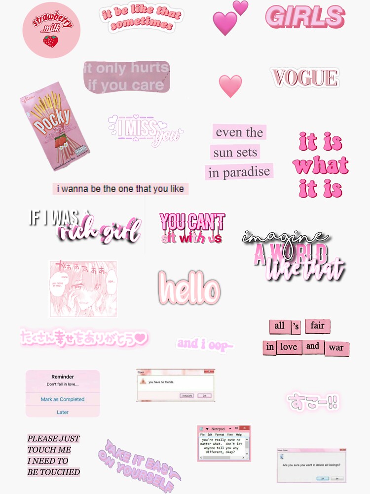 Aesthetic Pink Laptop Sticker Pack Of 26 Sticker By Rojx2 Redbubble 1171