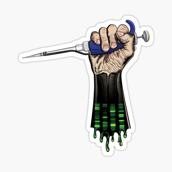 Item preview, Pipette in Power Fist with Electrophoresis Gel PCR Science Biology Design designed and sold by Zit-Zat-Zot.