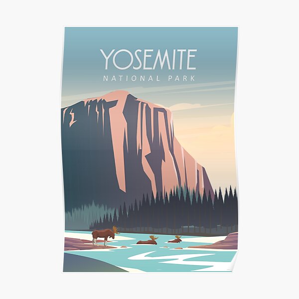 Yosemite National Park Modern Travel Poster Poster Poster