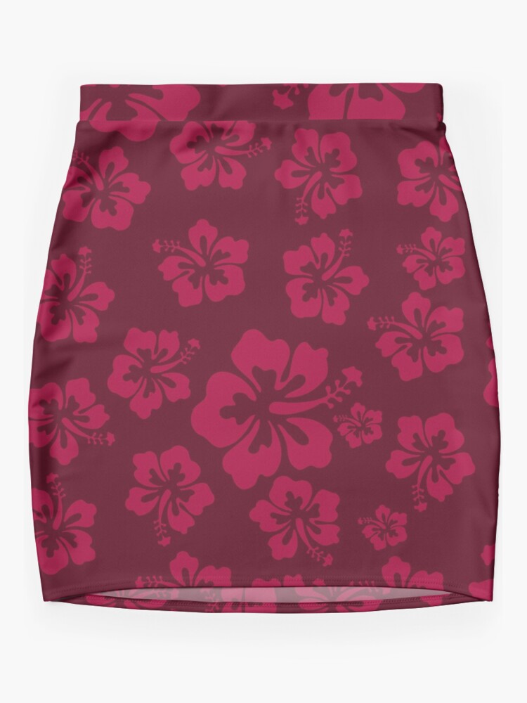 Tropical Wine Color Hibiscus Flower Floral Pattern Hawaiian Print | Mini  Skirt
