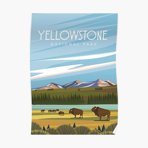 Yellowstone modern travel poster Poster