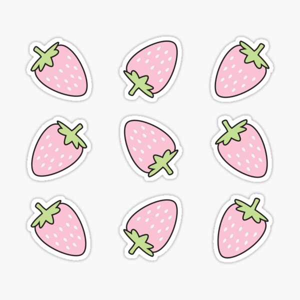 Strawberries Pink Berries Kawaii Sticker for Sale by candymoondesign