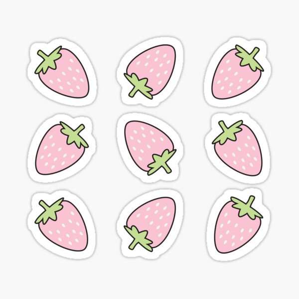 Strawberries Pink Berries Kawaii Sticker for Sale by candymoondesign