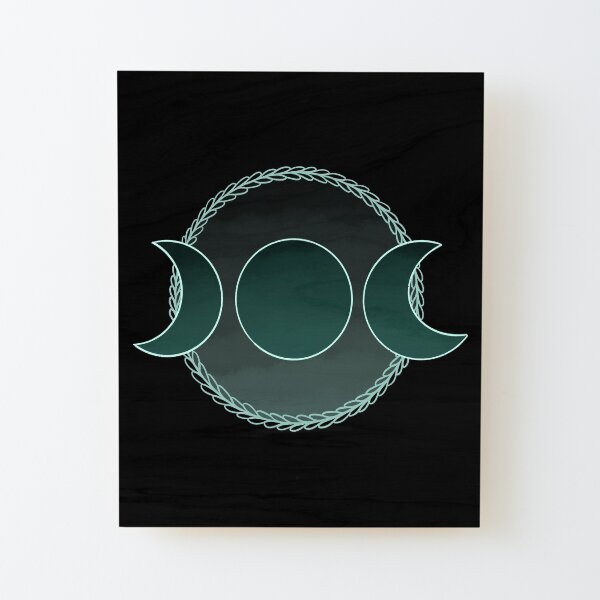 Triple Goddess - Green Wood Mounted Print