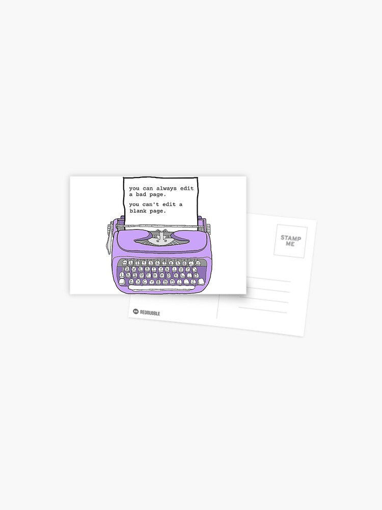 Thumbnail 1 of 2, Postcard, Purple Typewriter - Motivational Writing Quotes designed and sold by jddesignsstuff.