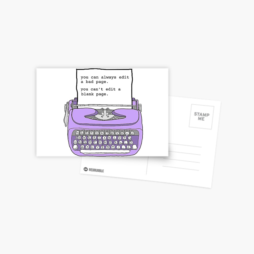 Purple Typewriter - Motivational Writing Quotes Postcard