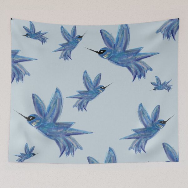Item preview, blue hummingbirds designed and sold by alisonbbentley.