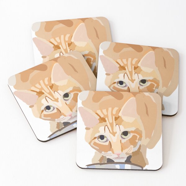 Item preview, Orange ginger cat eating food designed and sold by RoseJ2325.