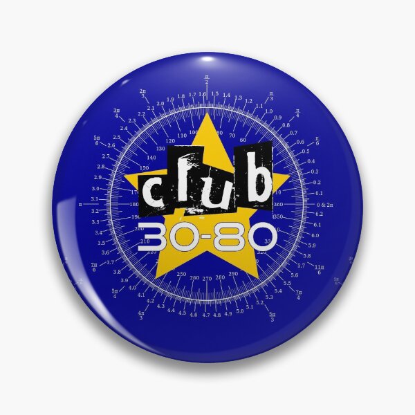 Club 30-80 logo, yellow star on a degree radian chart Pin