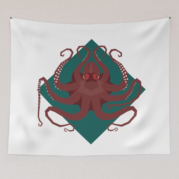 Item preview, Giant Pacific Octopus with Green Diamond Background designed and sold by WildByNature.