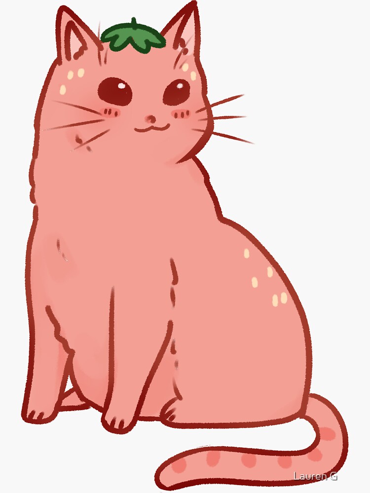 "strawberry cat" Sticker for Sale by Lauren G | Redbubble