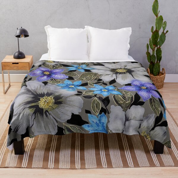 Item preview, Taupe and Blues Watercolor Flowers designed and sold by Leslie Rogers Todder.