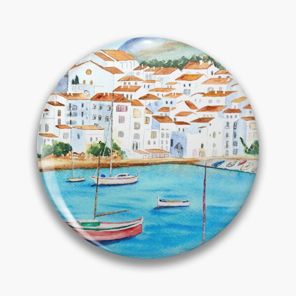 Item preview, Cadaques, Spain, Watercolour painting. designed and sold by mhailittlearts.