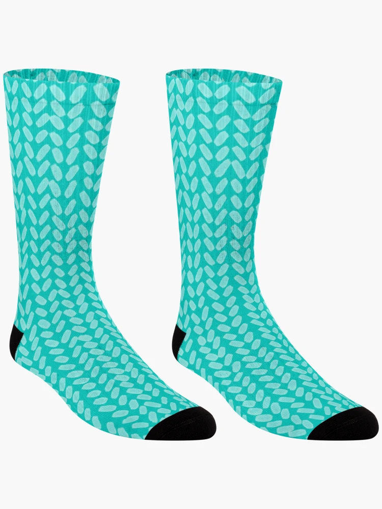 Thumbnail 3 of 5, Socks, Turquoise Knit Pattern designed and sold by ColorObsession.