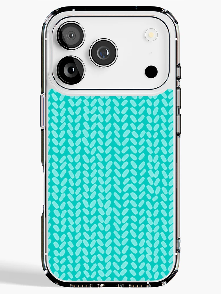 Thumbnail 1 of 5, iPhone Case, Turquoise Knit Pattern designed and sold by ColorObsession.