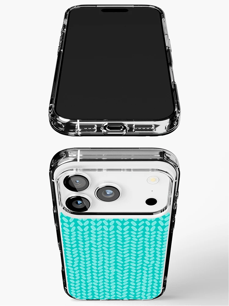 Thumbnail 3 of 5, iPhone Case, Turquoise Knit Pattern designed and sold by ColorObsession.