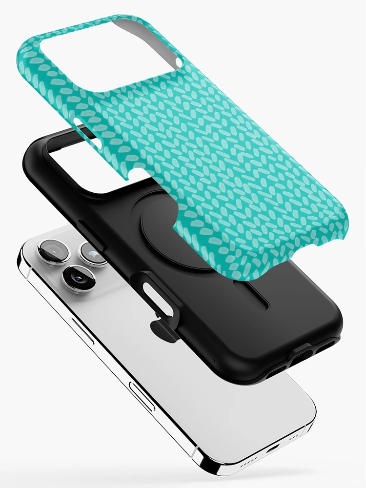 Thumbnail 2 of 4, iPhone Case, Turquoise Knit Pattern designed and sold by ColorObsession.