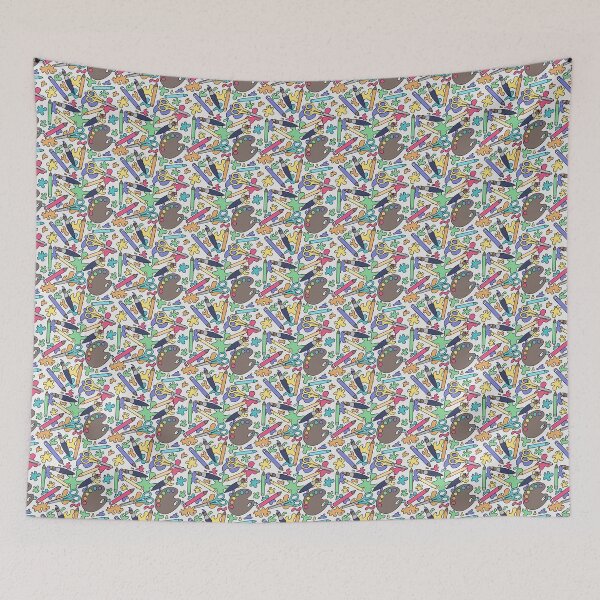 Item preview, Pastel Rainbow Art Supplies Pattern designed and sold by rainbow-smash.