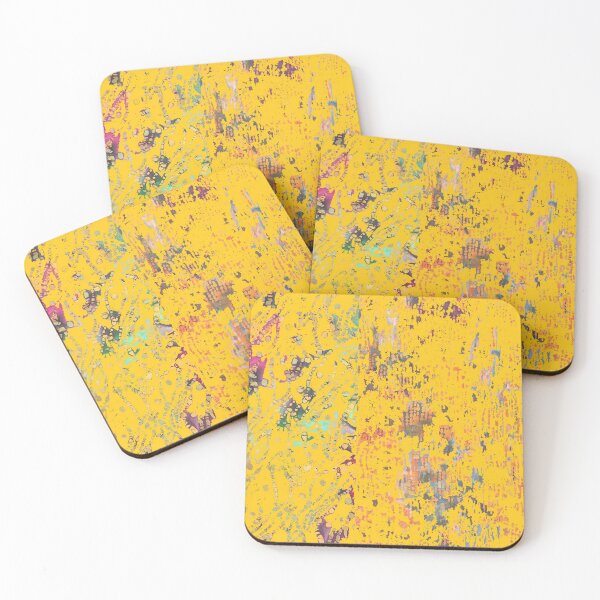 Item preview, Yellow Bohemian textile resembling paint splotches designed and sold by djrunnels.