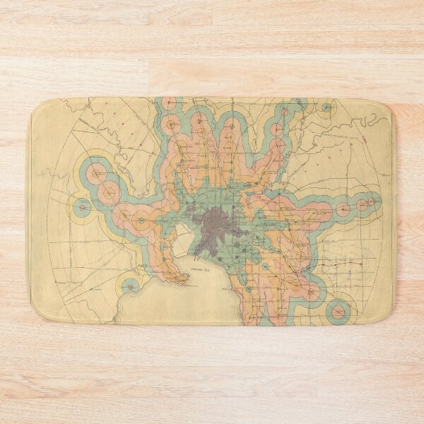 Item preview, Vintage Melbourne Railway Transit Time Map (1922) designed and sold by BravuraMedia.