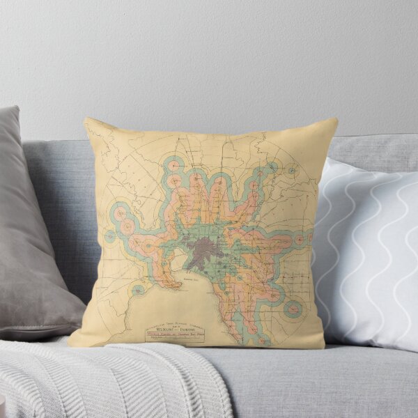 Item preview, Vintage Melbourne Railway Transit Time Map (1922) designed and sold by BravuraMedia.