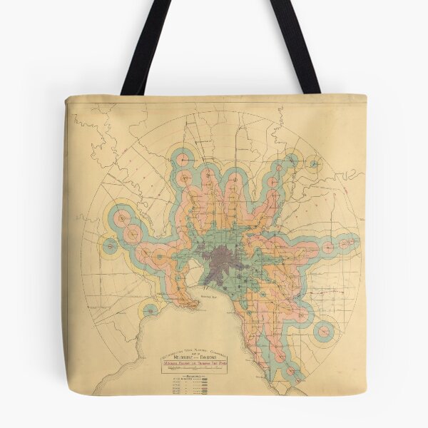 Item preview, Vintage Melbourne Railway Transit Time Map (1922) designed and sold by BravuraMedia.