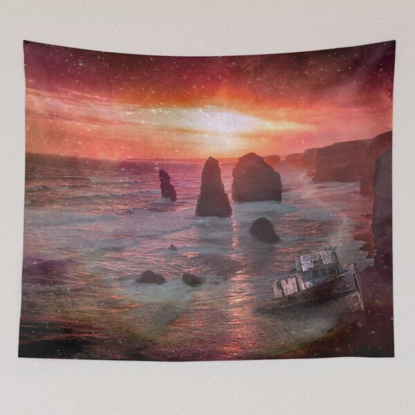 Item preview, Sunset At Rocky Beach With Shipwreck designed and sold by mamazita.