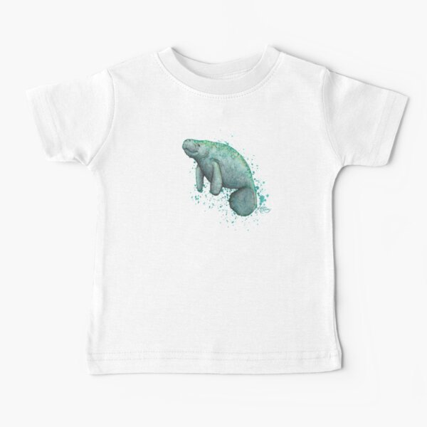 "Mossy Manatee" by Amber Marine ~ Watercolor and ink painting, art © 2016 Baby T-Shirt