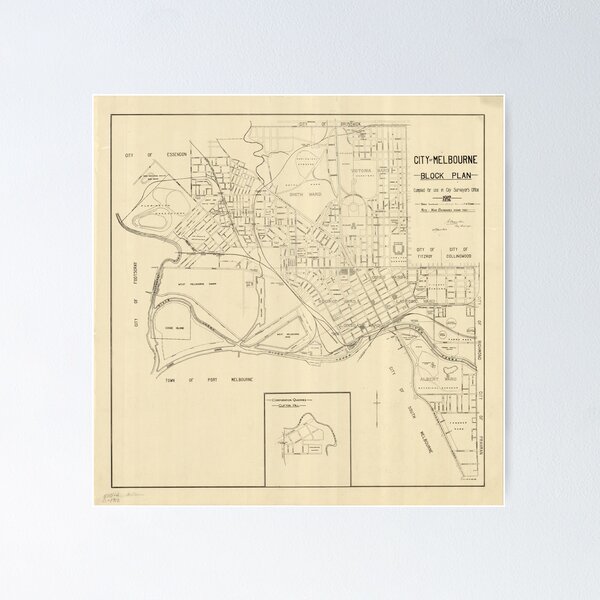 Item preview, Vintage Map of Melbourne Australia (1912) designed and sold by BravuraMedia.