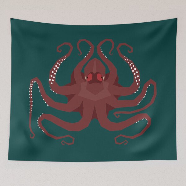 Item preview, Giant Pacific Octopus Geometric Design with Dark Green Background designed and sold by WildByNature.