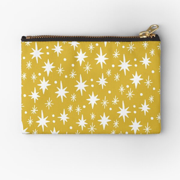 Mustard and White Starry Night Zipper Pouch