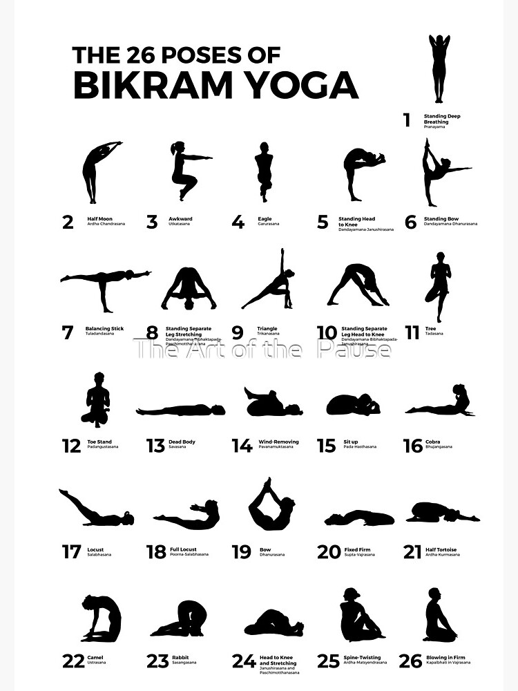 The 26 Poses Of Bikram Yoga  Spiral Notebook for Sale by The Art