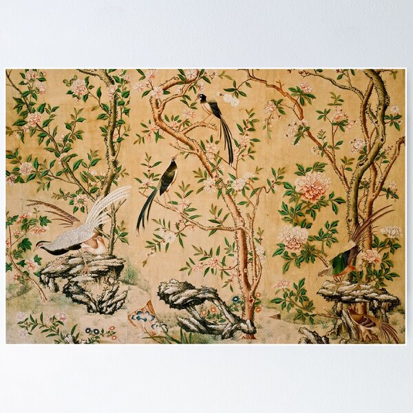 Papier peint Roses anglais et oiseaux sans soudure 